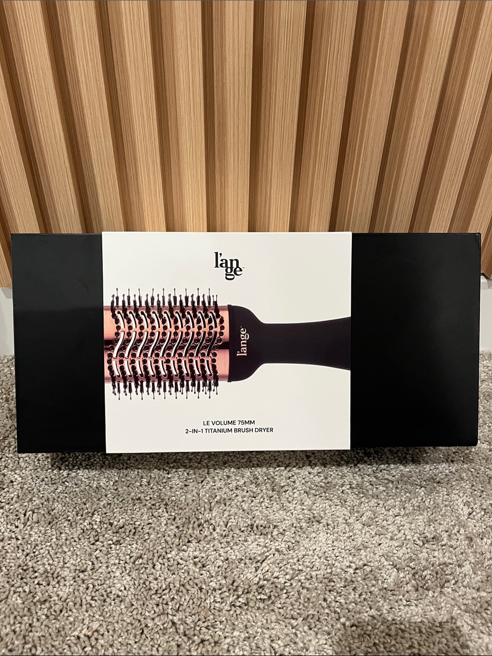 L’ange Le Volume 75mm 2‑in‑1 Titanium Round Brush Dryer — Black/Rose Gold